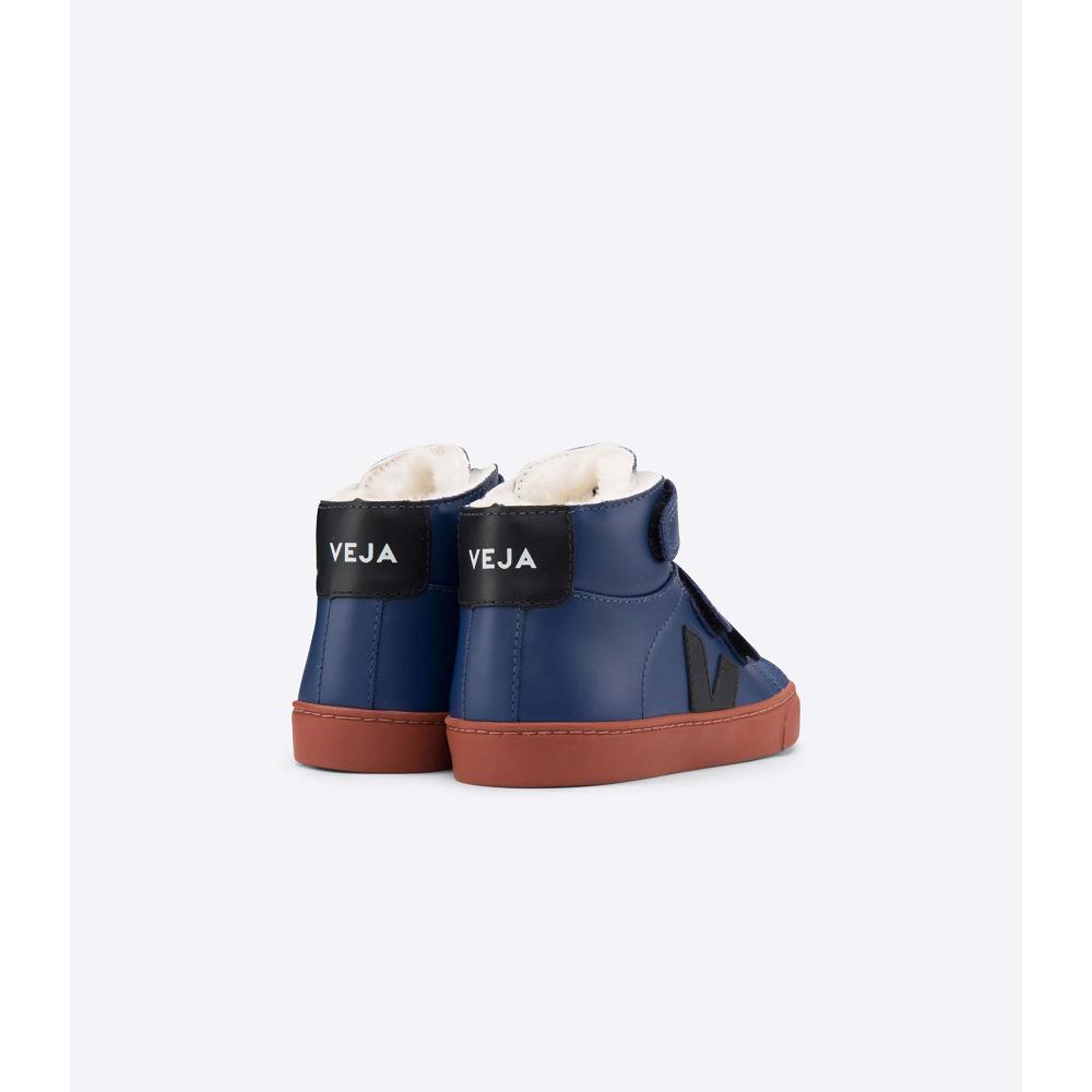 Veja ESPLAR MID FURED LEATHER Kids' Shoes Blue | NZ 758OKI